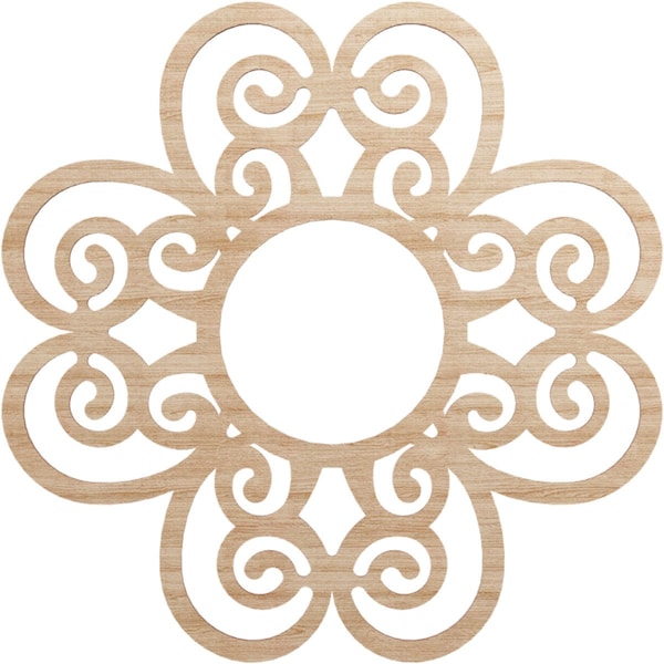 Ekena Millwork Cohen Wood Fretwork Pierced Ceiling Medallion, Alder, 28"OD x 9 5/8"ID x 3/8"T CMWP28X28X0375COAL - main